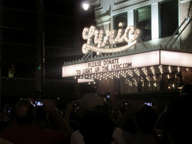 Lyric marquee lit