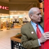 CVB president Jim Smither helps with construction of IN box at Brookwood Village