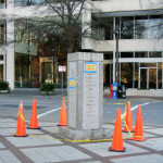 A photo of the Eternal Flame of Freedom after it has been dismantled for repair work.