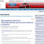 Screenshot of Birmingham News test page