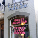 The signs on the window, Parkside